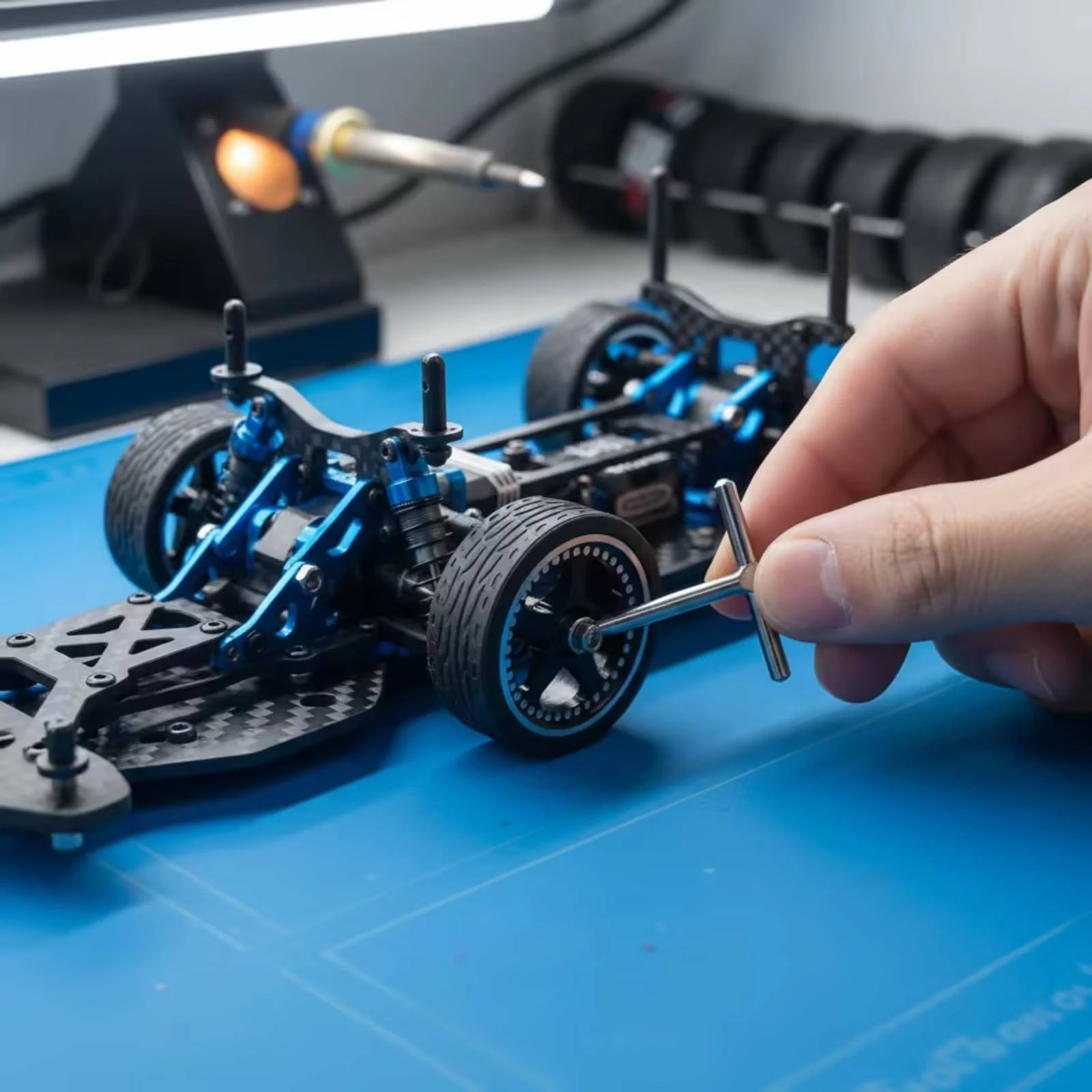 4 Pieces Micro RC Wheels and Tires Multi-Spoke RC Car Wheel and Tire Assemblies Pre-Mounted Tire and Wheel Set Treaded