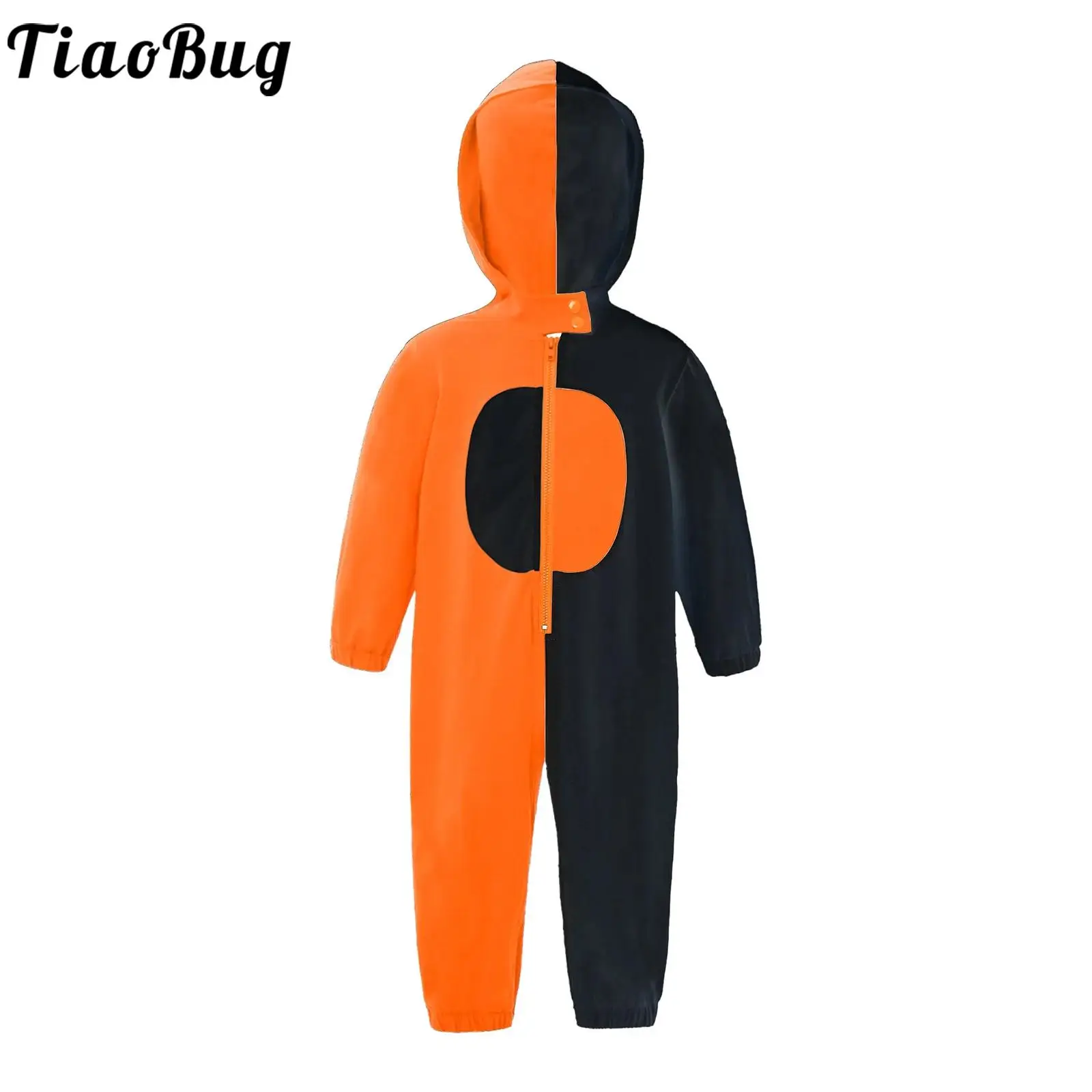 Toddler Baby Fashion Color Block Hooded Pajamas Long Sleeve Zipper Romper Jumpsuit Kids Halloween Christmas Party Daily Wear