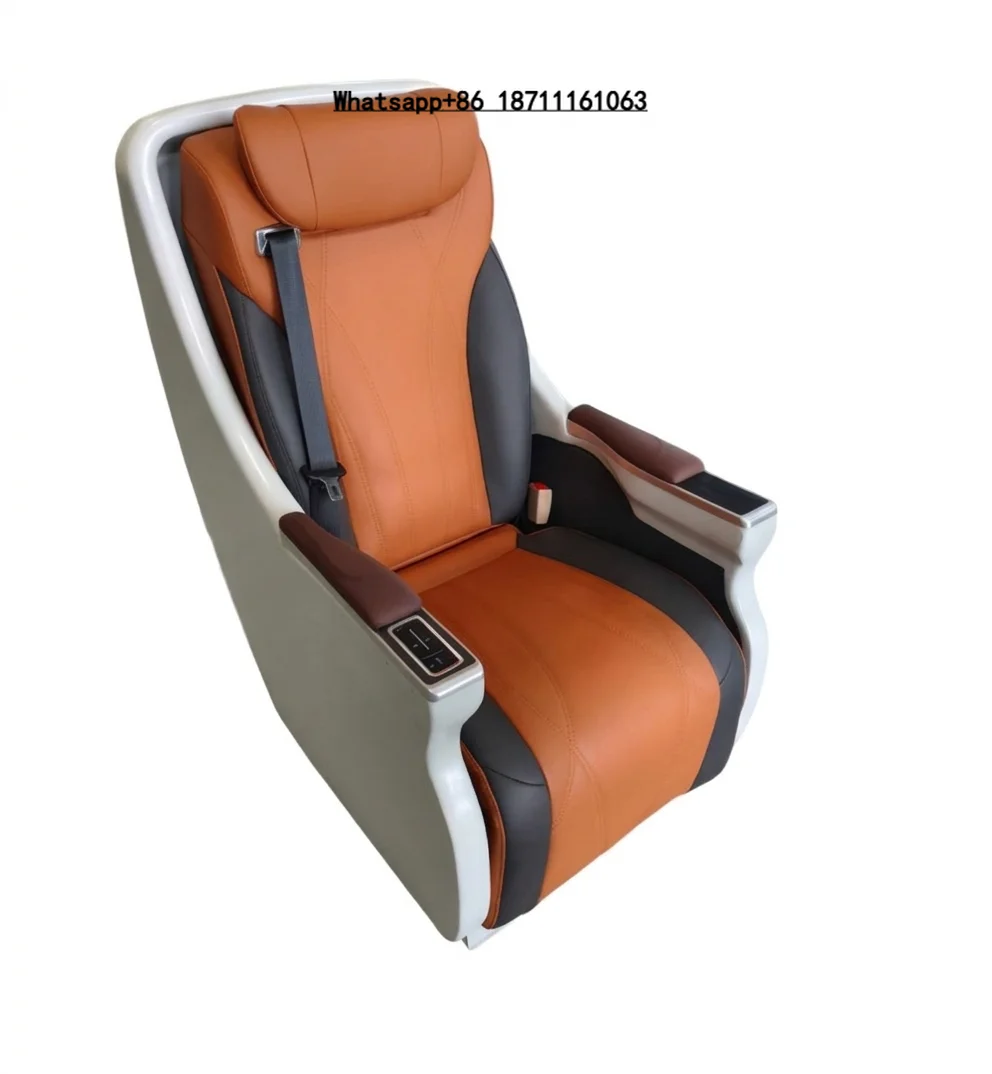 Sophisticated Orange Tone Motorized Recliner Seat with Heating Cooling System for High Class MPV Interior