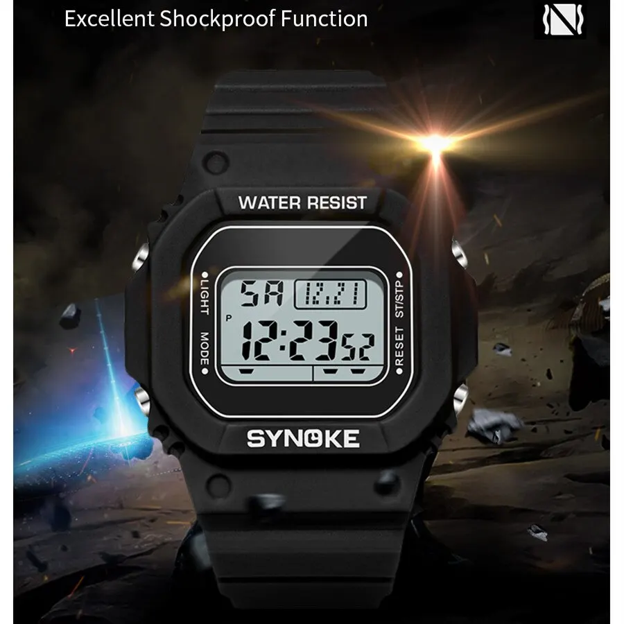 SYNOKE Outdoor Military Digital Watch For Men Fashion Retro Men Watch Sports Waterproof Men Watch Multifunctional Luminous