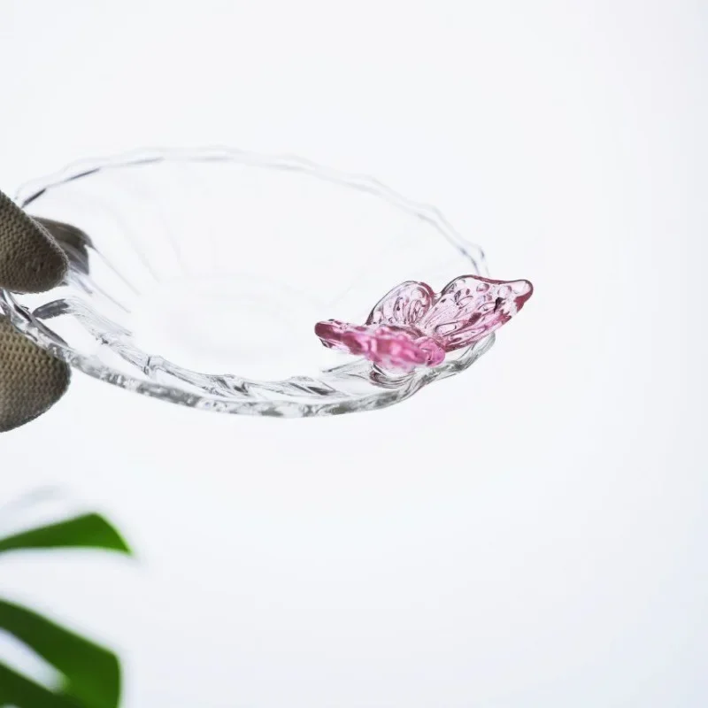 High borosilicate transparent glass small teacup with handle, single lady tea cup