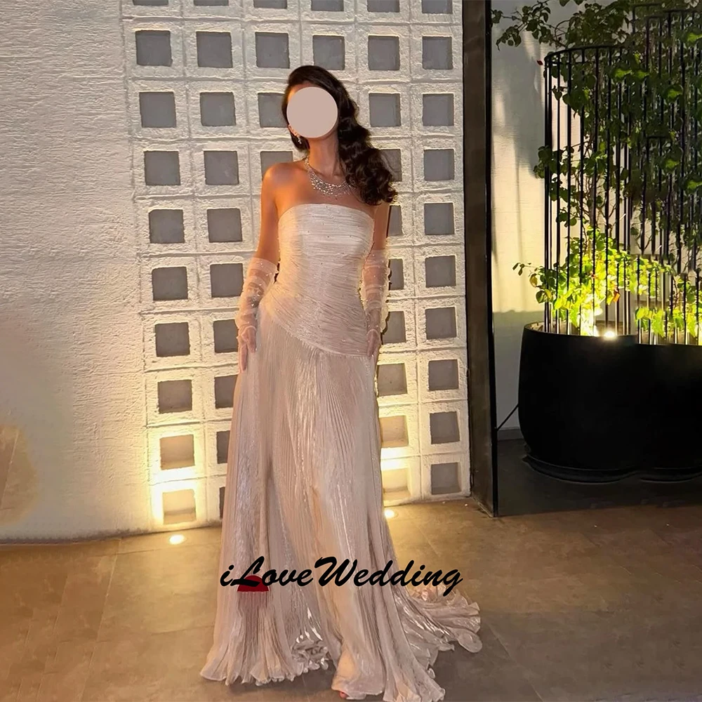 Charming Pink Elegant Strapless Mermaid Dubai Evening Dress with Pleated Sleeveless Wedding Dresses Prom Gown Customized 2026