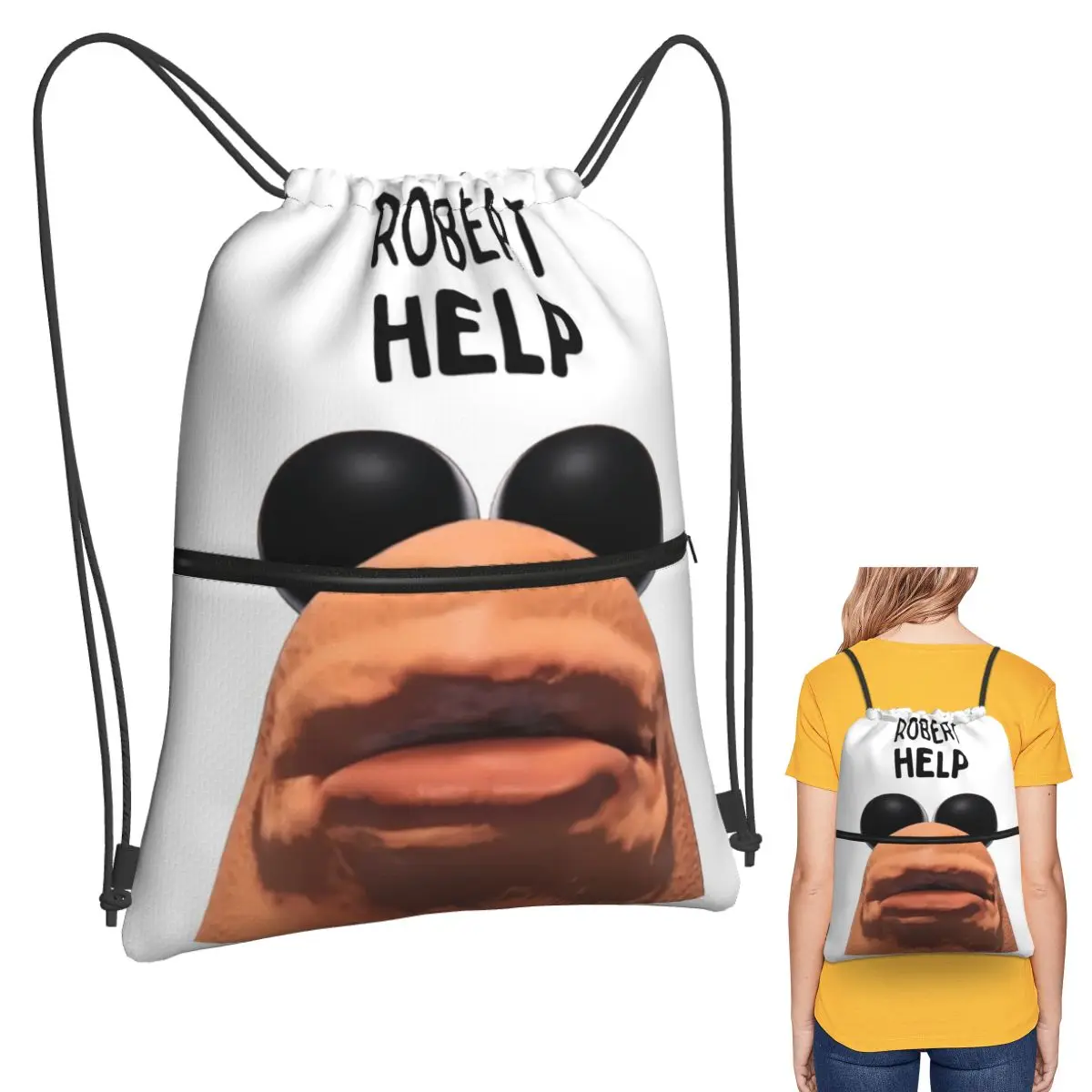 Marcus The Worm Robert Help Backpacks Casual Drawstring Bags Sports Bag Book Bags for Man Woman School