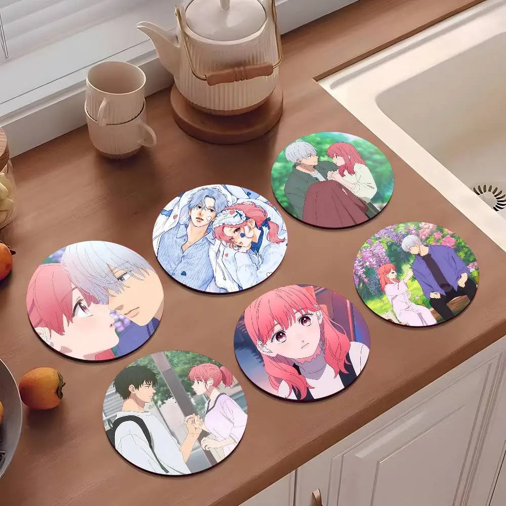 1pc A Sign Of Affection Anime Wooden Coaster Colour Printing Cup Mat Home Desk Decoration Gifts