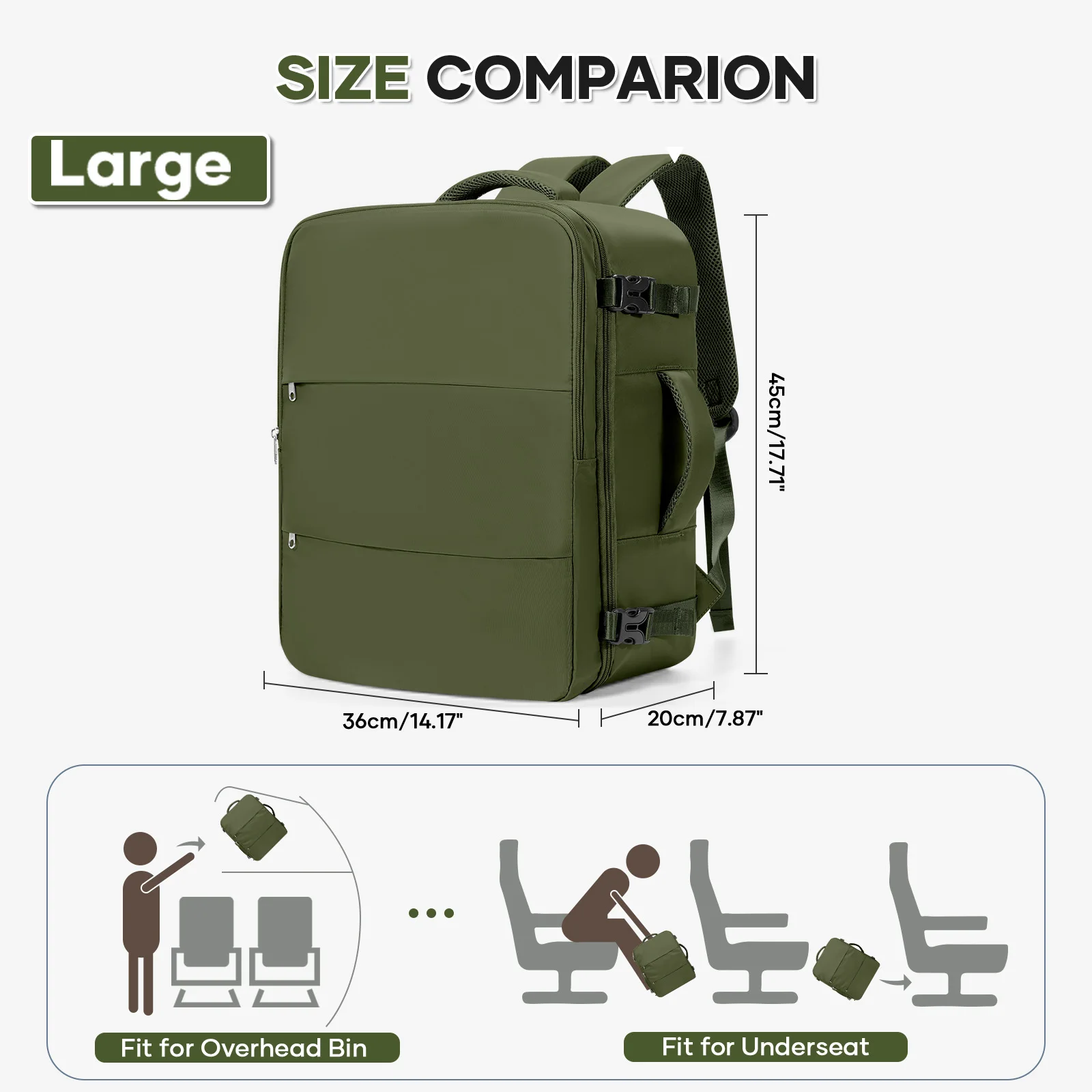 حقيبة ظهر Easyjet Cabin مقاس 45 × 36 × 20، حقيبة ظهر للكمبيوتر المحمول للأعمال للنساء والرجال، حقيبة عمل، حقائب سفر ذات سعة كبيرة، حقائب يد
