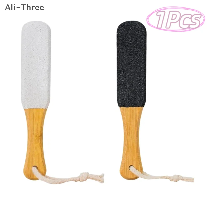 Bamboo Handle Foot File 360° Natural Pumice Stone Exfoliator Professional Pedicure Tool For Callus Removal Dead Skin Foot Scrubb