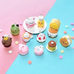 10Pcs Cute Cartoon Animals Cake Biscuit Resin Charms Pendants for Bracelets Necklace Earrings Jewelry Making Flat back Cabochon