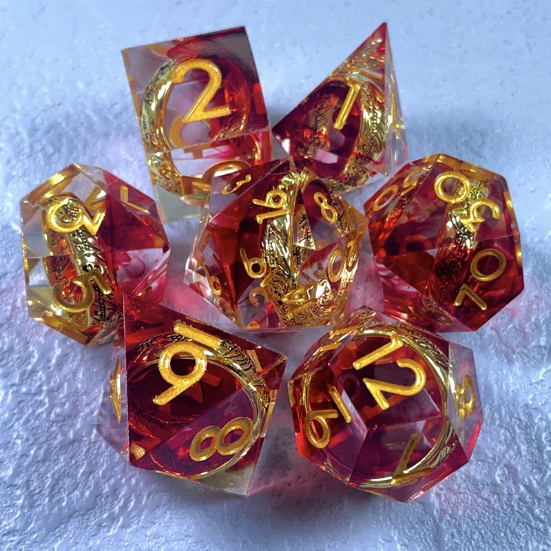 

Glod Lord Rings Polyhedral Sharp Resin Dice Sets for RPG MTG Role Playing Dungeons and Dragons Board Games Gift DND Accessories