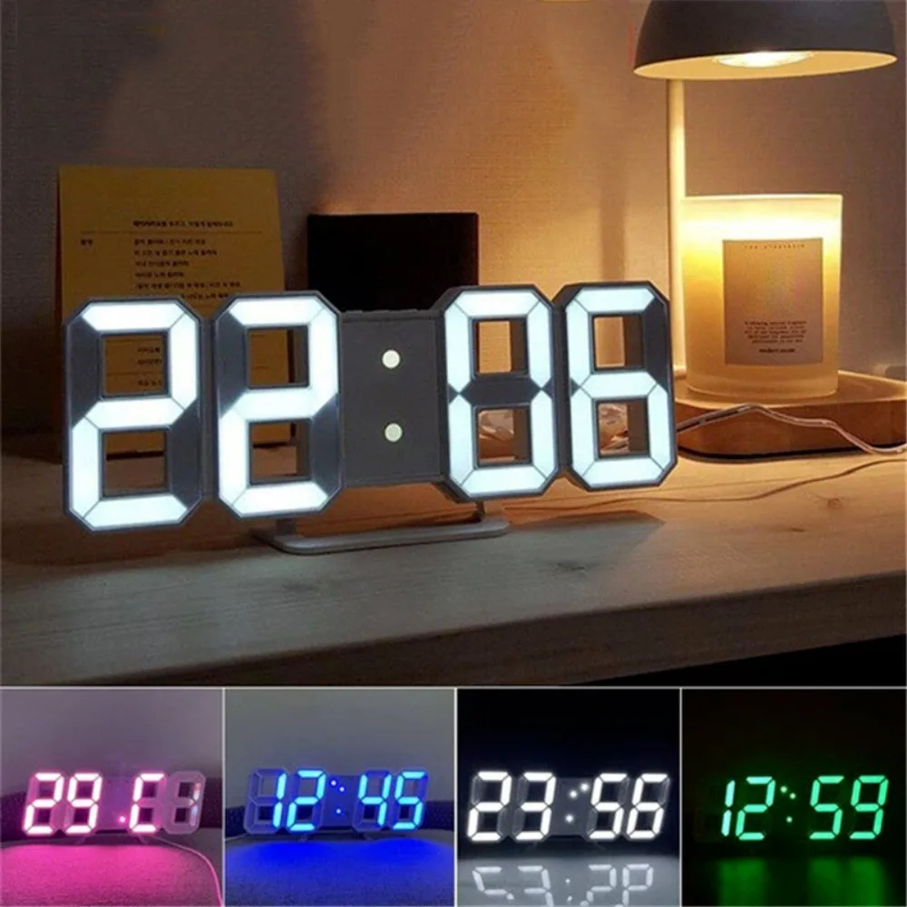 New Adjustable Luminous Mode Digital Desktop Clock Thermometer Usb Charging LED Clock Wall-mounted Digital Alarm Clock Desk
