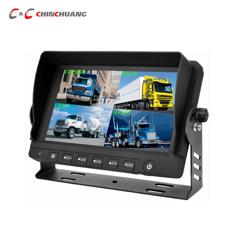 DC12V - 24V 9 - дюймовый 4CH видеовход Четырехкомпонентный жидкокристаллический дисплей с камерой заднего и заднего вида автобуса грузовика 6 режимов отображения