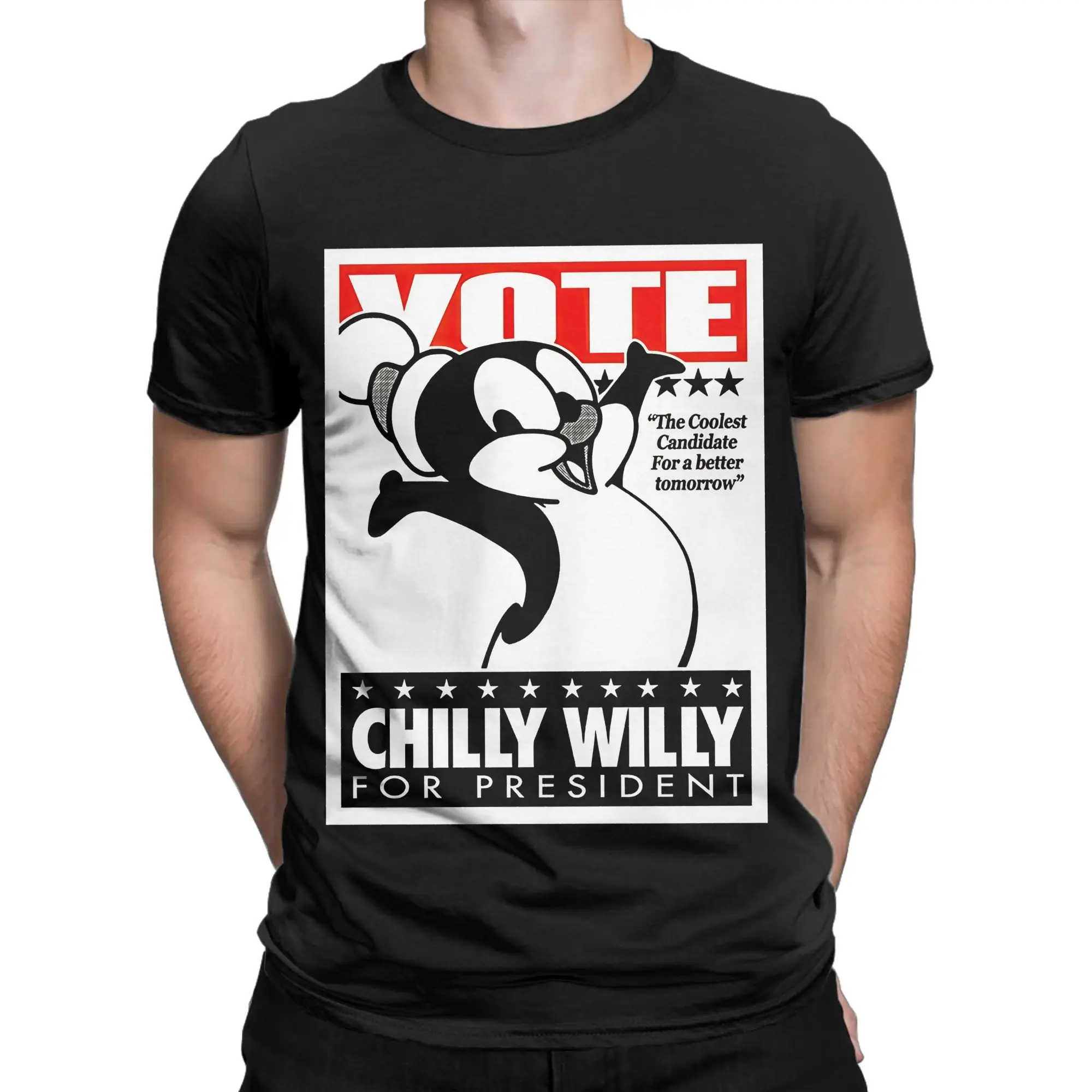 Vote Chilly Willy For President Oversized Shirt Novelty 100% Cotton T-Shirt Chilly Willy Tops Tees For Men