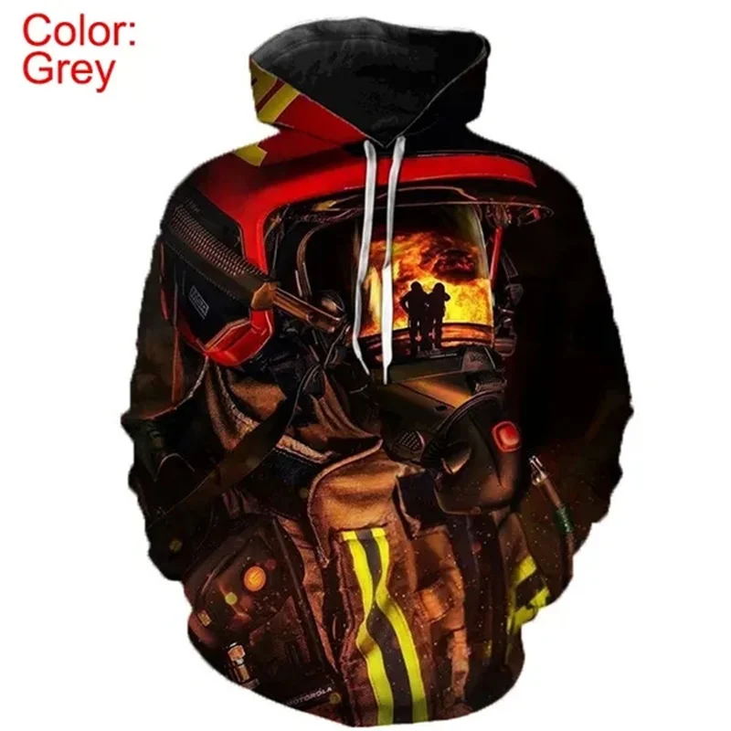 3D Printed Firefighter Hoodie Men Fireman Graphic Pullover Sweatshirts Casual Oversized New In Hoodies & Sweatshirts Tracksuit