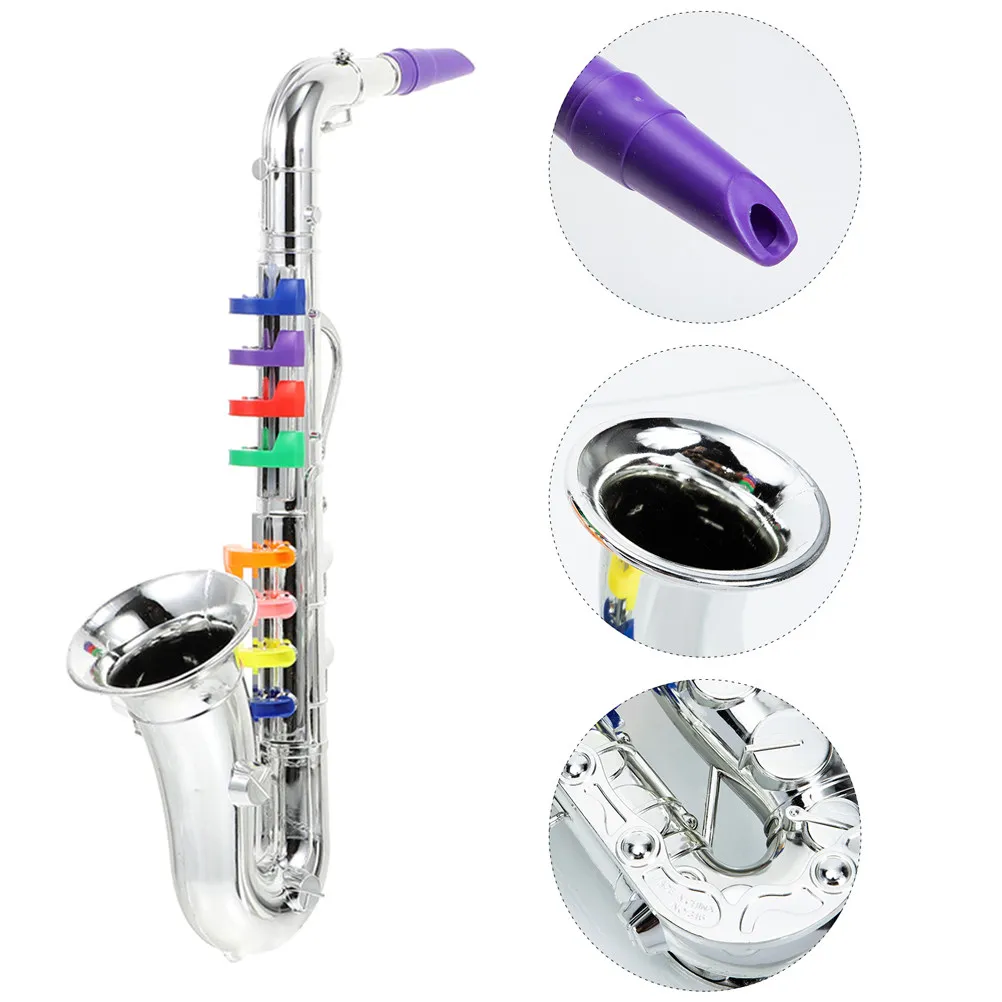 

Simulation Saxophone Toy for Kids 4 Tones Musical Instrument Creative Learning Educational Plaything Gift Plastic Trumpet Style