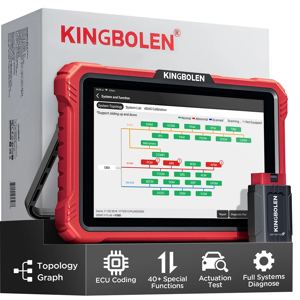 Nouveau 2026 KINGBOLEN K10 PRO/K10 ELITE Outil de diagnostic avec diagramme de topologie complète du système, scanner automobile CANFD DOIP OBD OBD2, 40+ fonctions de réinitialisation