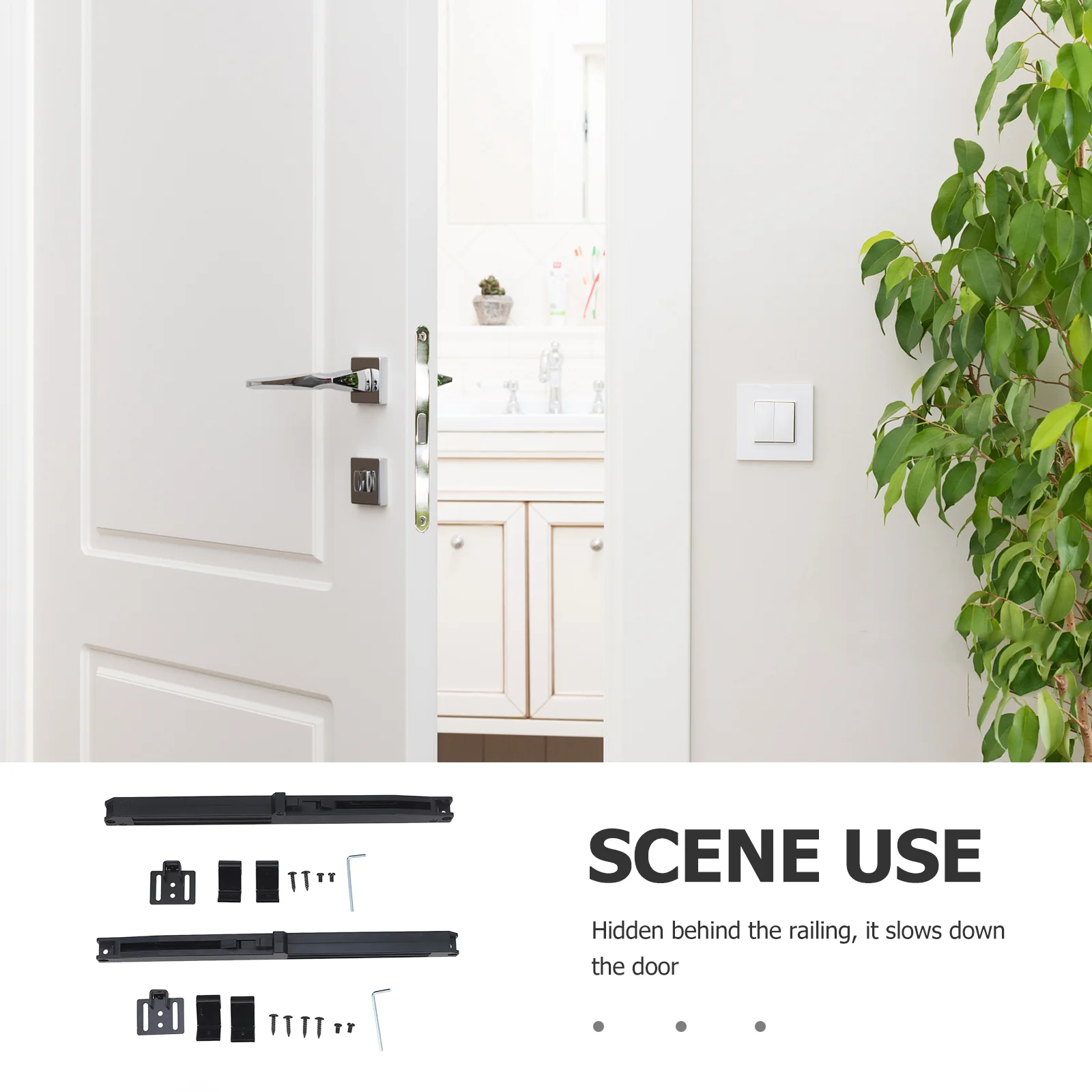 

2Pcs Sliding Barn Door Stopper Hole-Free Version Close Mechanism Spring Buffer Damper Adjustable Black Barn Door Close Mechanism