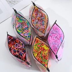 500/1000/2000Pcs Girls Colourful Disposable Rubber Band Hair Ties Headband Children Ponytail Holder Bands Kids Hair Accessories