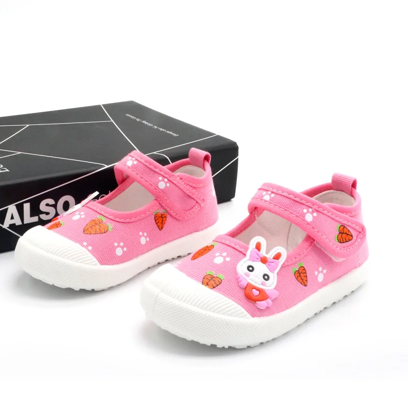 Children Cartoon Canvas Shoes for Boys and Girls Cute Floral Pink Casual Shoes Baby Spring Shallow Breathable Fashion Sneakers