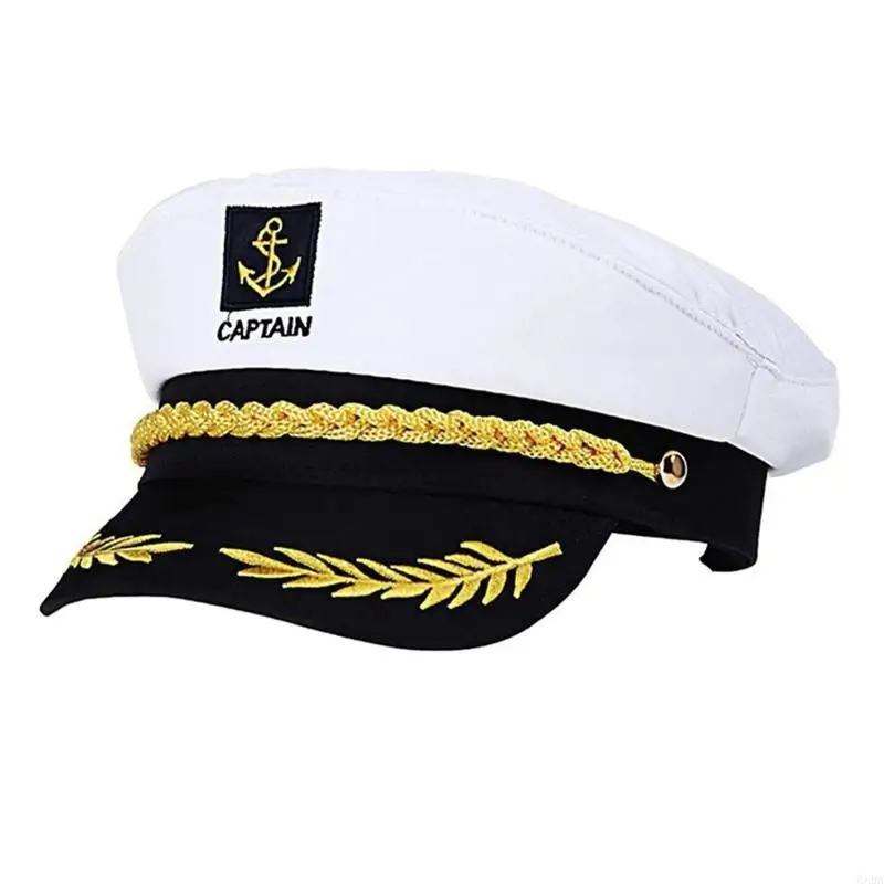 Sailor Hat Yacht Captain Hat Sailor Captain Costume Men Marine Hat Adjustable Boat Hat for Adult Kid Men Women 6XDA
