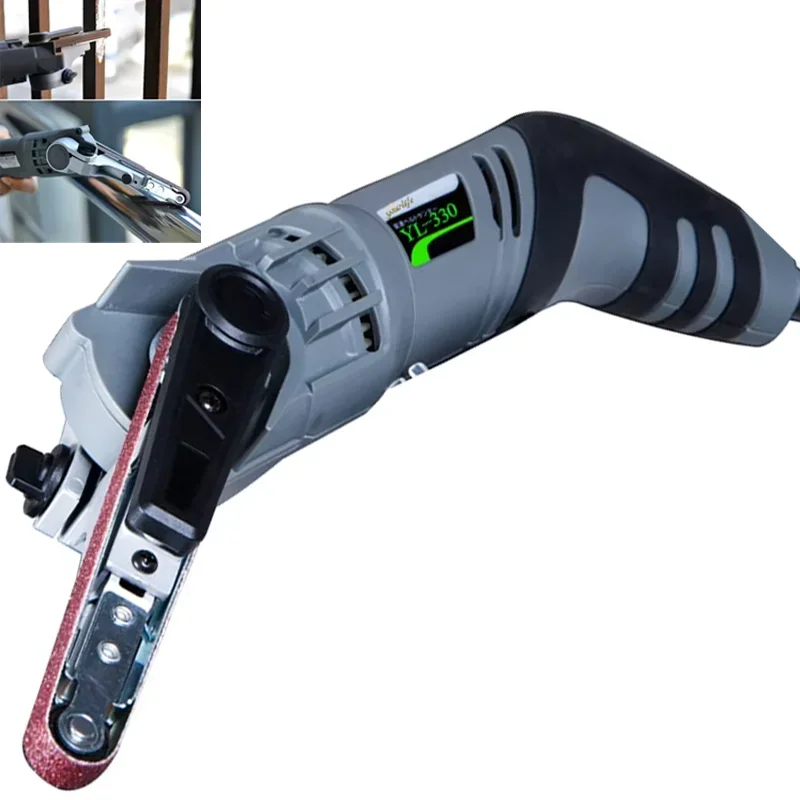 

Portable Mini Belt Sander Grinder Polisher Small Electric Sanding Tool for Metal Rust Removal Guardrail Pipe Grinding Door Work