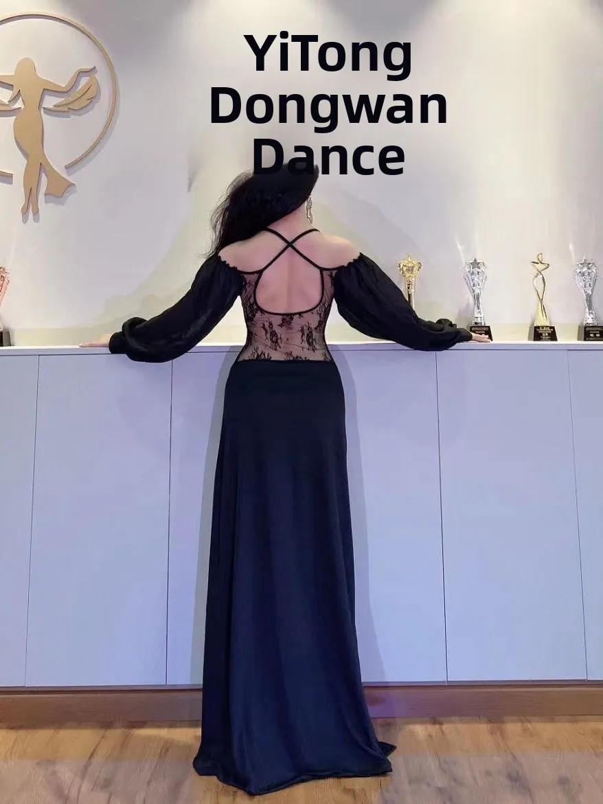 فستان تدريب الرقص الشرقي من الدانتيل الأبيض، زي أداء الرقص الشرقي الجديد لربيع وصيف، ملابس رياضية للياقة البدنية واليوجا للنساء #4