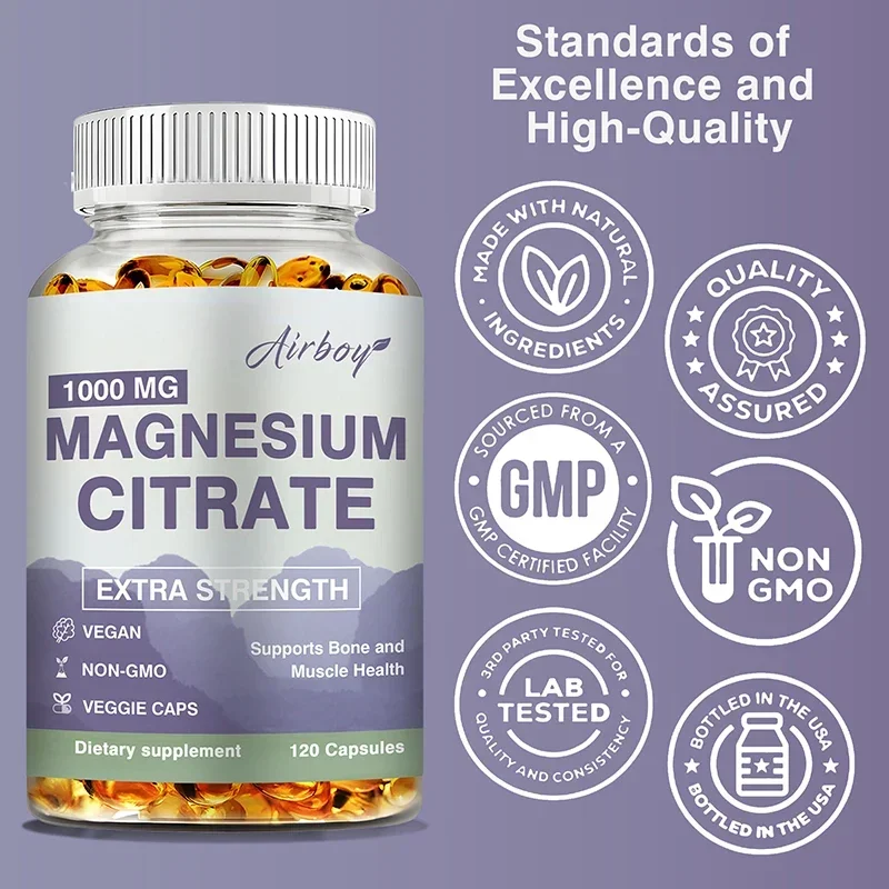 Magnesium Citrate - Supplement for Stress, Relaxation, Bone, Sleep, Heart Health, Nerve, Muscle & Metabolism