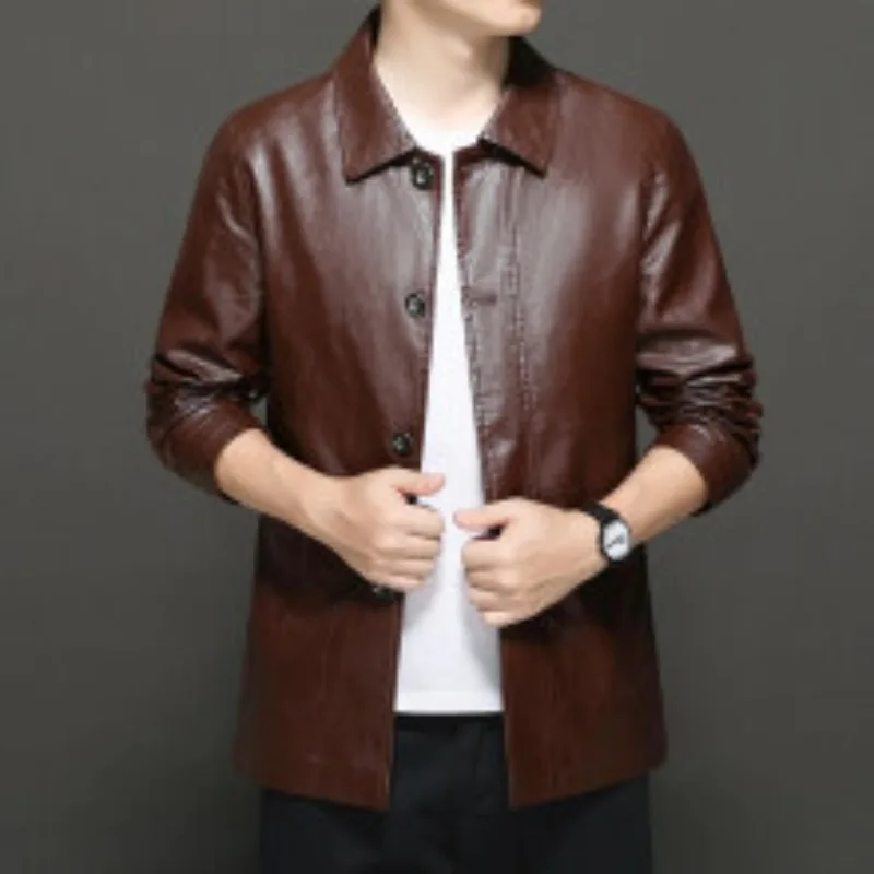 

Деловое повседневное пальто, мужская куртка из искусственной кожи, осень-зима, новый бархатный утепленный модный теплый однобортный пиджак с лацканами, большой размер 5XL