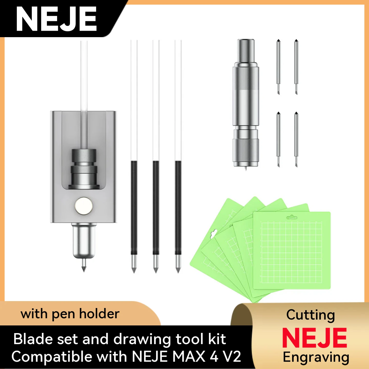 DIY Laser Engraving Tool Kit: NEJE Original Blade + Cutting Mat + Pen Holder Set for MAX 4 V2 Laser Cutters