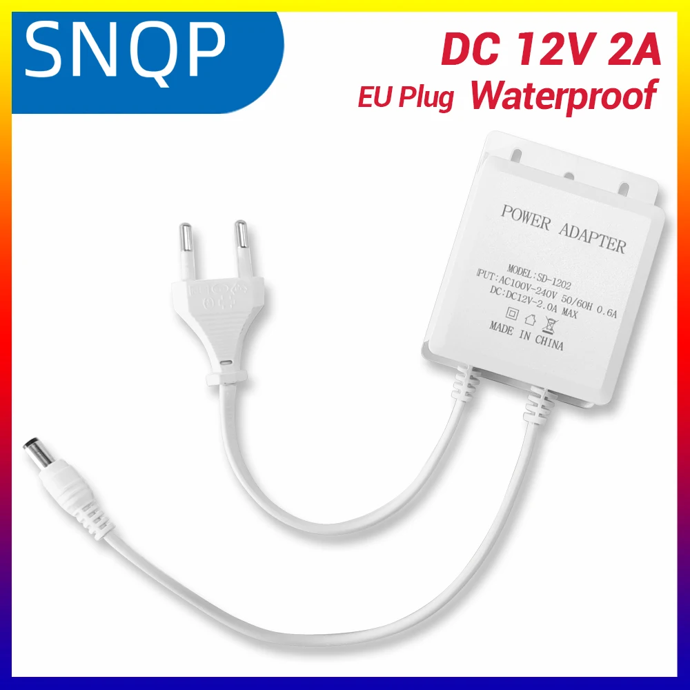 

Водонепроницаемый адаптер питания постоянного тока 12 В 2 А ЕС для камер видеонаблюдения AHD камера DVR NVR вход AC100V-240V 5,5 мм * 2,1 мм