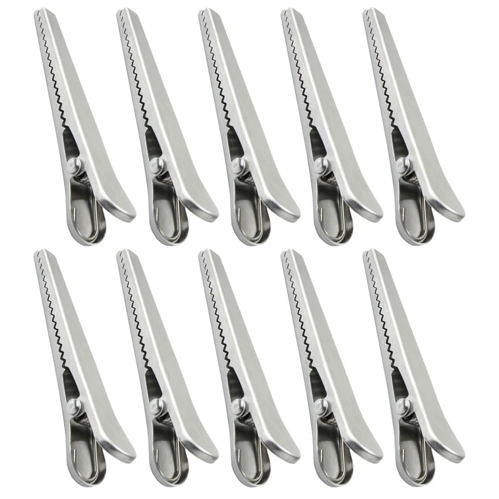 10 Pcs Stainless Steel Alligator Clip Sealer Vacuum Food Rack Freezable Snack Bag Clips Sealing