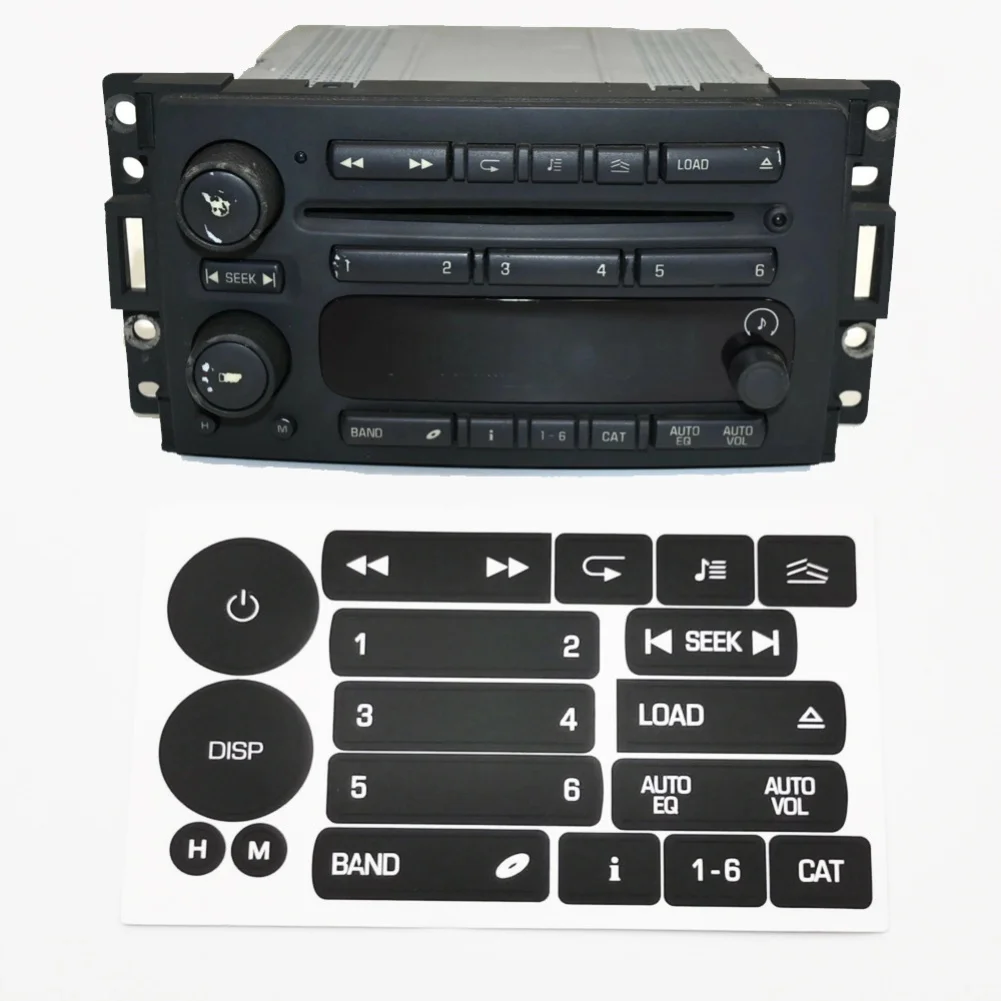Black Vinyl Radio Control Button Decal Sticker with High Visibility White Characters For Hummer H3 For Saab 9-7X