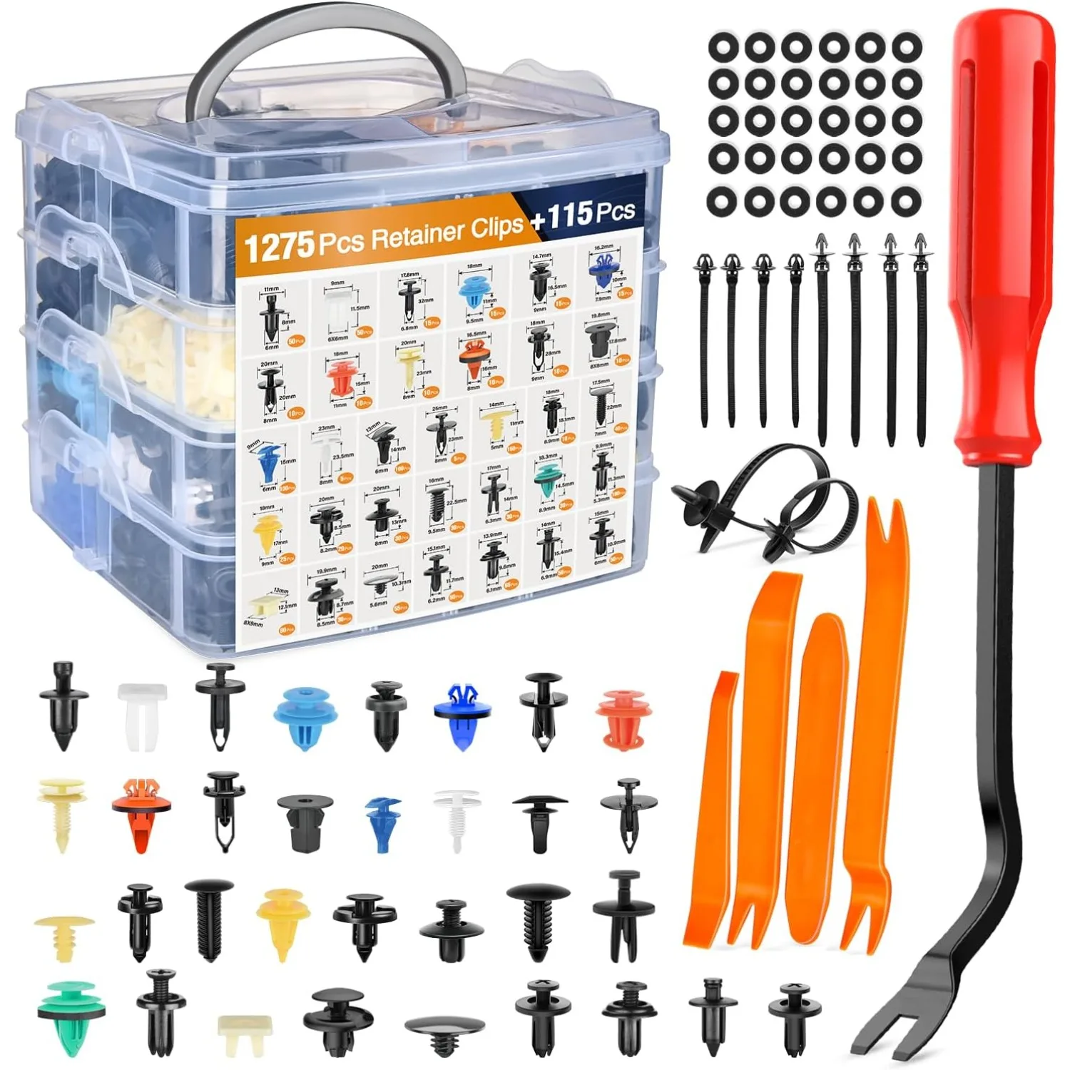 

Nilight 1390PCS Auto Fasteners Clips Assortment 33 Size Car Push Pin Rivets Bumper Door Panel Trim Clips for GM Ford Honda Mazda