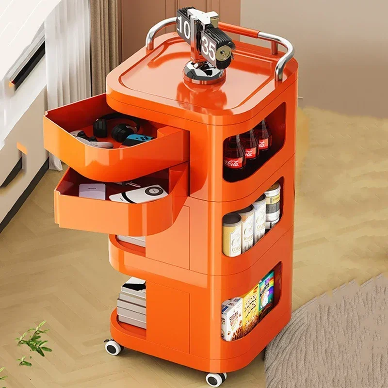 3 Layers Drawer Organizer Plastic Drawer Type Box Multi-purpose Storage Cabinets Movable Furniture with Spinning Wheel