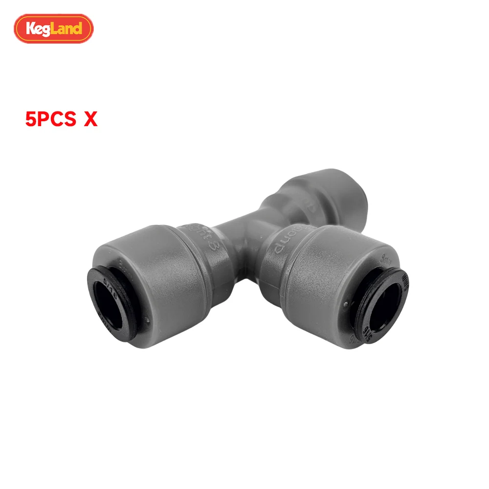 KegLand 5pcs 8/9.5mm Female Tee Piece Connector Plastic Jointer Beer Home Brewing