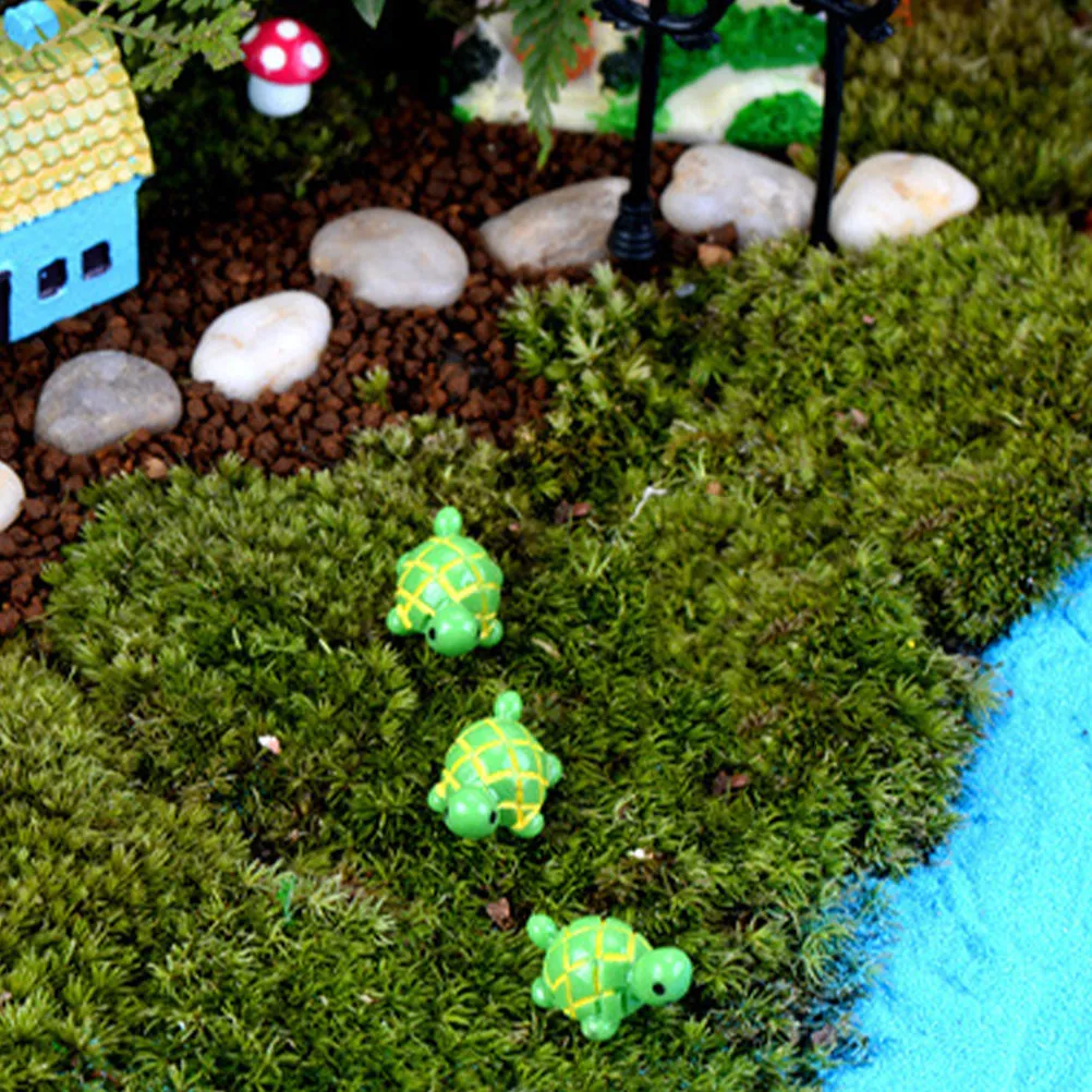 20Pcs Green Mini Turtle Moss Ornaments Resin Artificial Decoration for Home Office Living Room Garden Turtle Ornaments