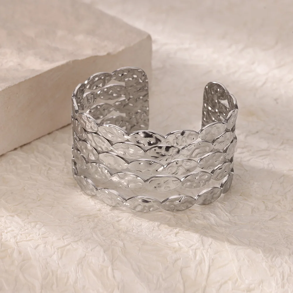 Punk Geometric Bracelets Bangle For Women Men Stainless Steel Silver Color Fashion Trendy Bracelet New Wedding Couple Jewelry - Detail 1