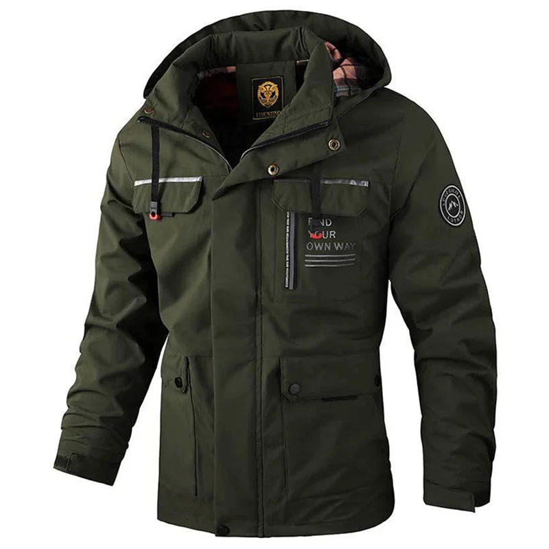 Chaqueta de invierno para hombre, cortavientos militar para motocicleta, ropa Techwear de gran tamaño, cortavientos con cremallera