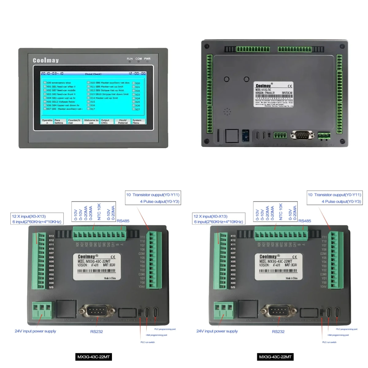 ПЛК HMI Coolmay MX3G 70C 40C 50C C40: Многофункциональное интегрированное устройство с Ethernet, совместимое с FX3G/FX3U/FX3S, поддержка MODBUS RS485 GX Works2