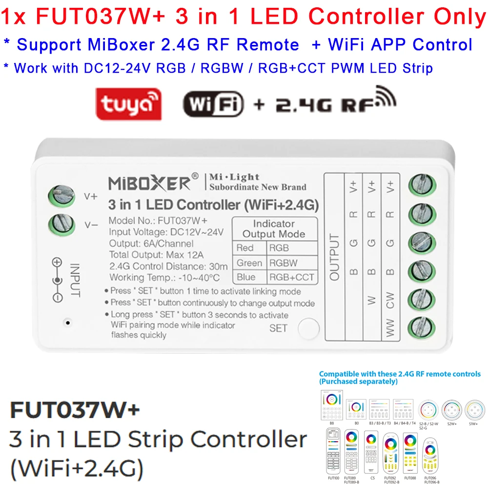 MiBoxer ZigBee /WiFi / 2.4G Smart LED-controller FUT035W+ FUT035S+ DIM CCT FUT037W+ FUT037Z+ RGB RGBW RGBCCT voor LED-strips