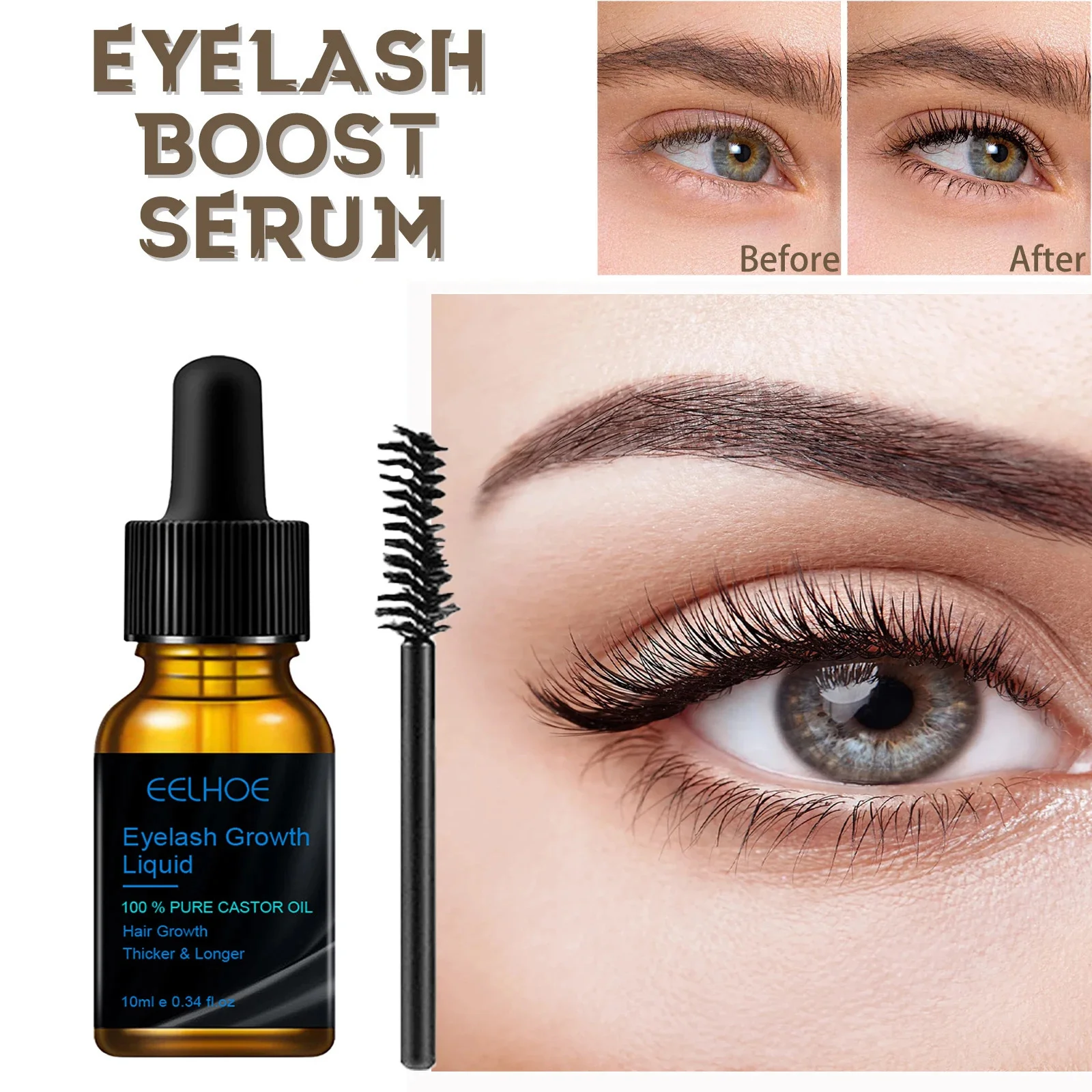 

Eyelash Serum Growth Fast Eyelashes Enhancer Longer Fuller Thicker Lash Lift Curl Eyebrow Eyelashes Growth Essential Oil Makeup