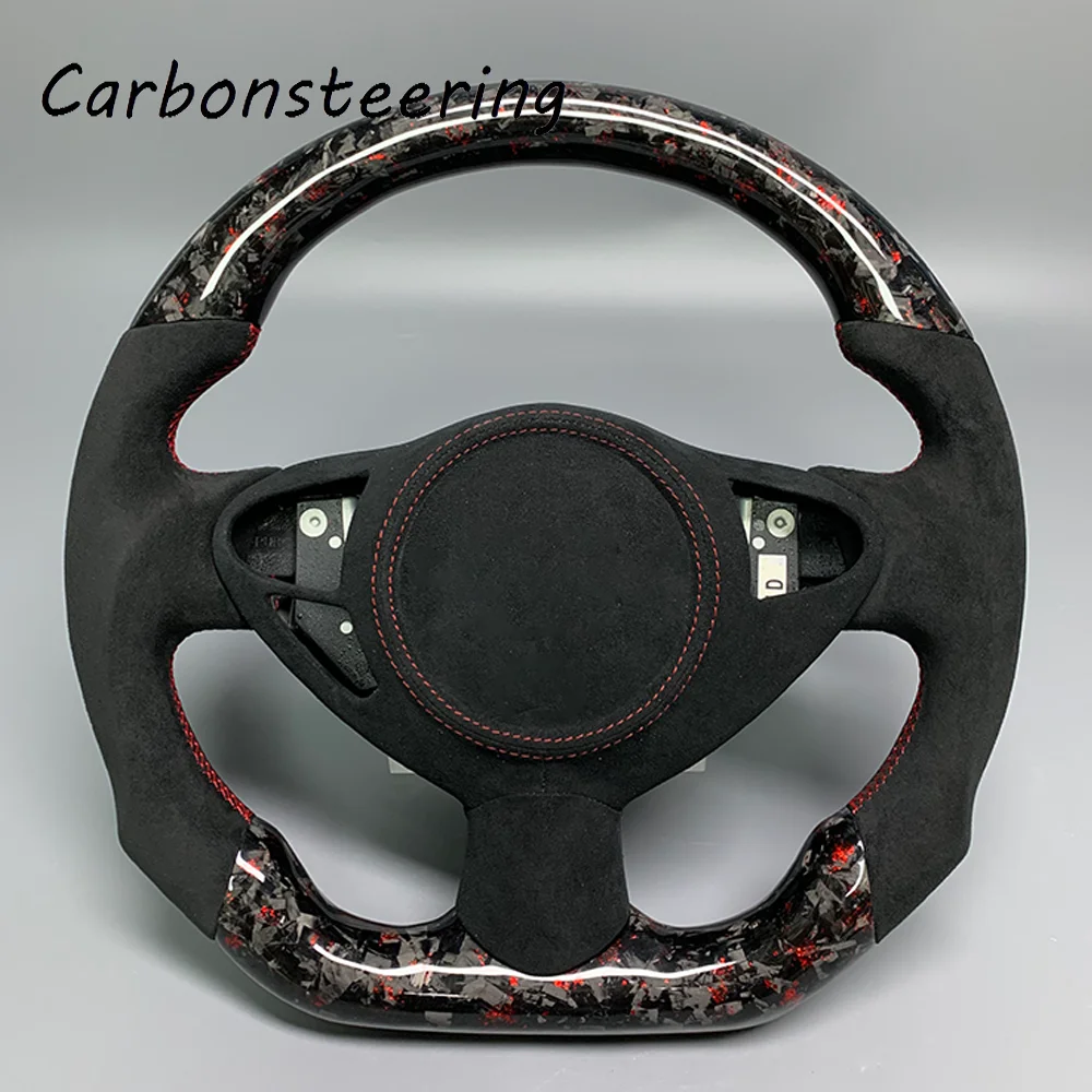 

Racing Cars Style Design Suit for Nissan 370z Coupe 370 Z GTR Accessories Customized Red Forged Carbon Fiber Steering Wheel