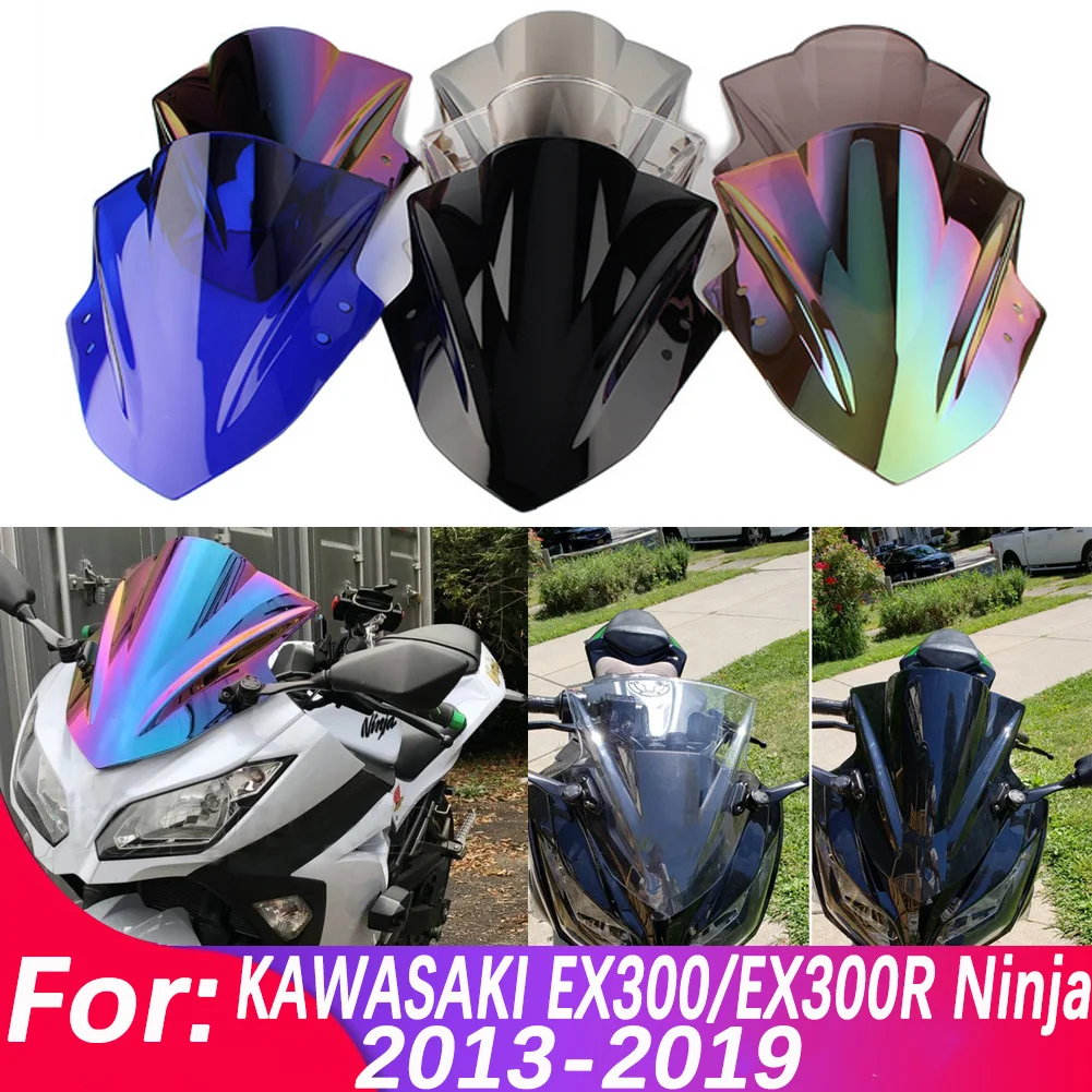 Motorcycle Windshield For Kawasaki Ninja300 EX300R EX 300R 2013-2019 Double Bubble WindScreen Accessories Fairing Wind Deflector