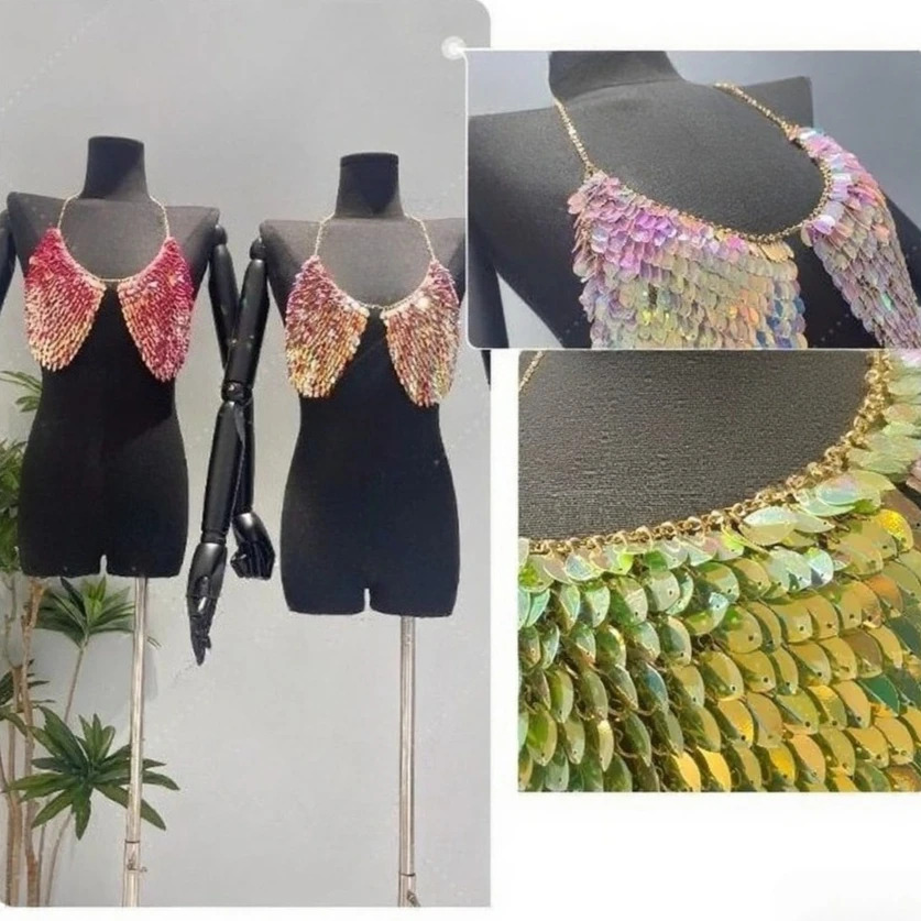 أزياء القلب لصق بيكيني أعلى حبال الملابس الداخلية سلسلة المرأة مثير الصدرية سلسلة بروتيل مهرجان الزي Y2K ملهى ليلي مجوهرات