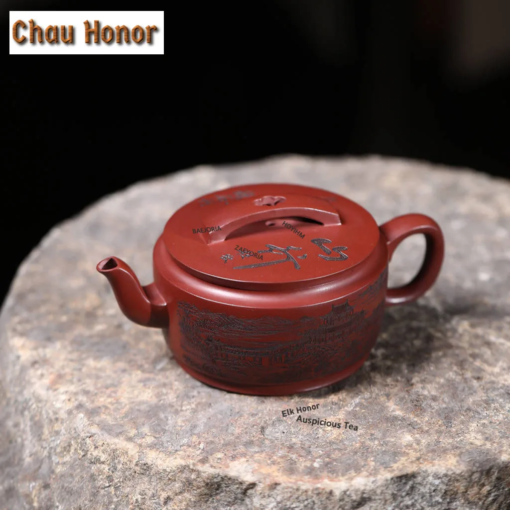 

260ml Boutique Yixing Purple Clay Teapots Handmade Hanwa Large Mouth Pot Raw Ore Dragon Blood Mud Kettle Chinese Zisha Tea Set
