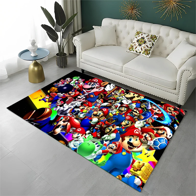 3D Cute Cartoon M-Mario Bros Game Non-Slip Area Rug for Living Room Bedroom Playroom,Carpet Floor Mat for Home Decor Holiday
