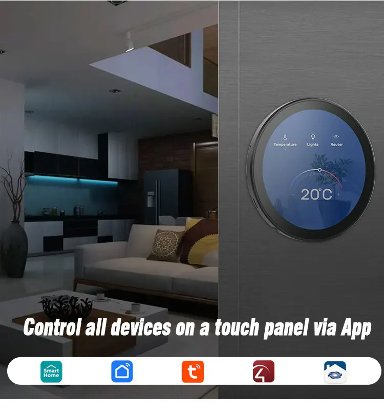 5 Inch Round Smart Touch IPS Display Metal RK3566 Smart Switch Panel For Home & Car RV Automation