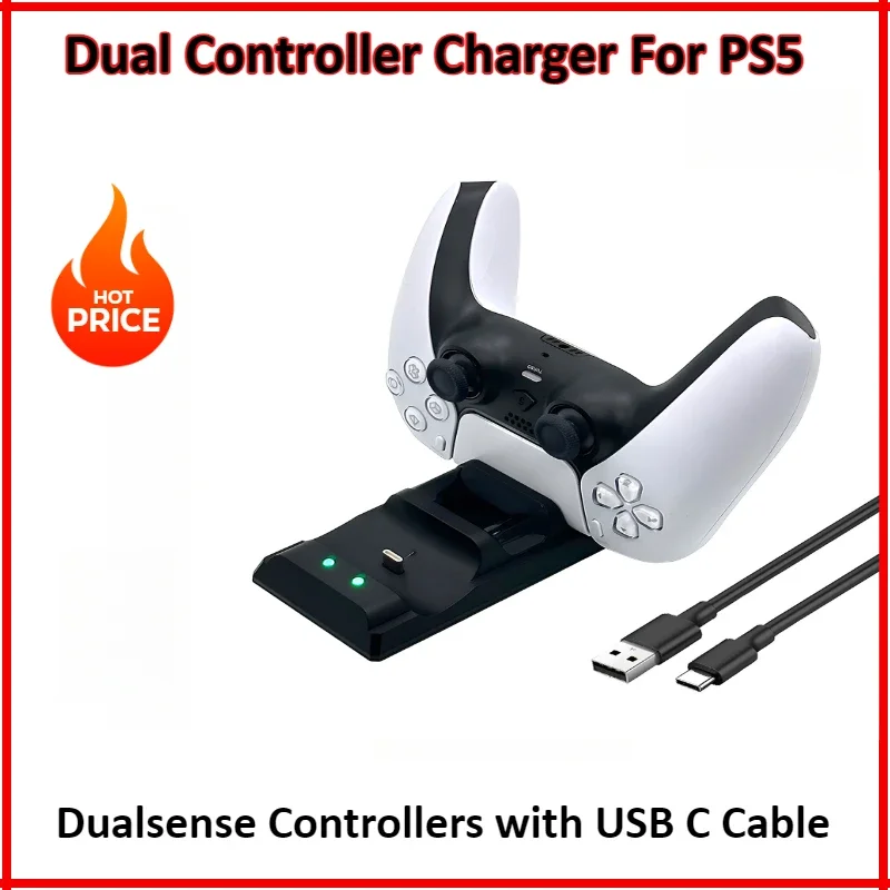 

Dual Controller Charger For PS5 Charging Dock Station For Playstation 5 Dualsense Controllers with USB C Cable For PS5