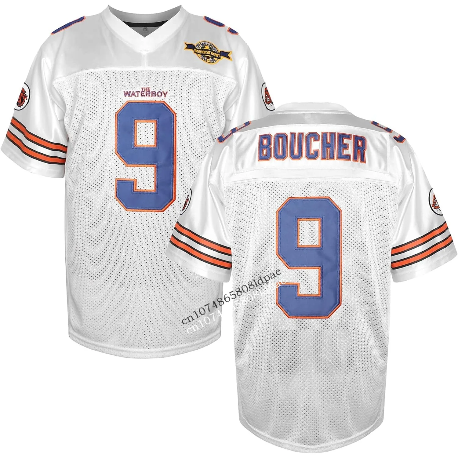 Bobby Boucher Football Jersey 9 The Waterboy Adam Sandler Mud Dogs Bourbon Bowl Movie Jersey White Black Blue Orange S-3XL