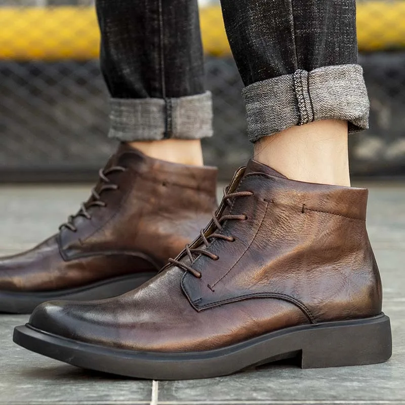 

Retro Winter Men's Shoes High Quality Boots British Business Leather Boots