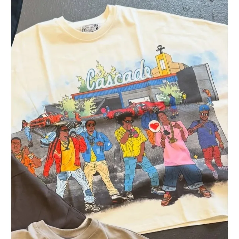 

NEWStreetwear Vintage American Graphic for Mans Womans TShirts Oversized Cotton Short Sleeve Tops Streetwear Casual Clothin