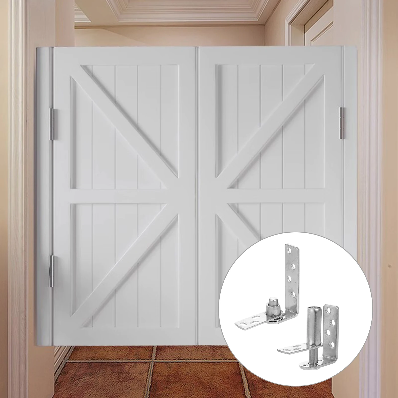 

Automatic Rebound Door Hinge Silver 304 Stainless Steel Double Swing Pivot Heavy Duty Self Closing Cupboard Barn Gate Hardware